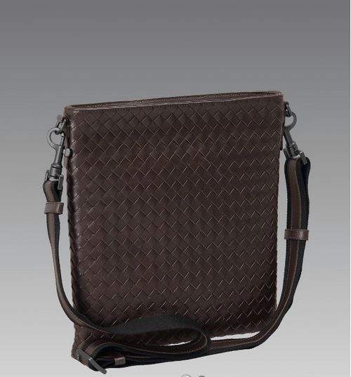 Bottega Veneta Men's Lambskin Shoulder Bag 7112 Brown